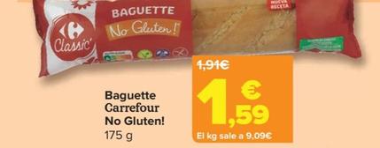 Oferta de Carrefour - Baguette No Gluten por 1,59€ en Carrefour