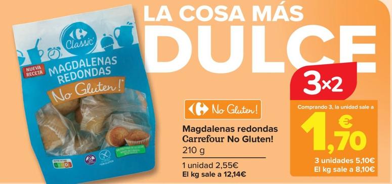 Oferta de Carrefour - Magdalenas Redondas No Gluten por 2,55€ en Carrefour