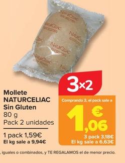 Oferta de Naturceliac - Mollete Sin Gluten por 1,59€ en Carrefour