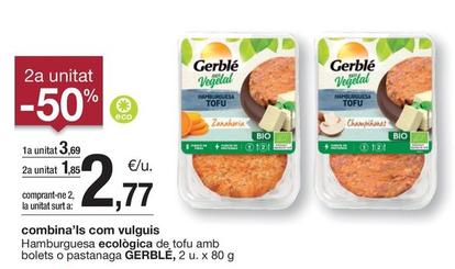 Oferta de Gerblé - Hamburguesa Ecològica De Tofu Amb Bolets O Pastanaga por 3,69€ en BonpreuEsclat