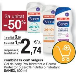 Oferta de Sanex - Gel De Bany Pro-Hidratant O Dermo Protector O Zero% Nutritiu O Hidratant por 3,65€ en BonpreuEsclat