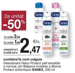 Oferta de Sanex - Desodorant Natur Protect Pell Sensible O Normal por 3,29€ en BonpreuEsclat
