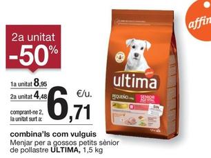 Oferta de Affinity - Menjar Per A Gossos Petits Sènior De Pollastre Ultima por 8,95€ en BonpreuEsclat