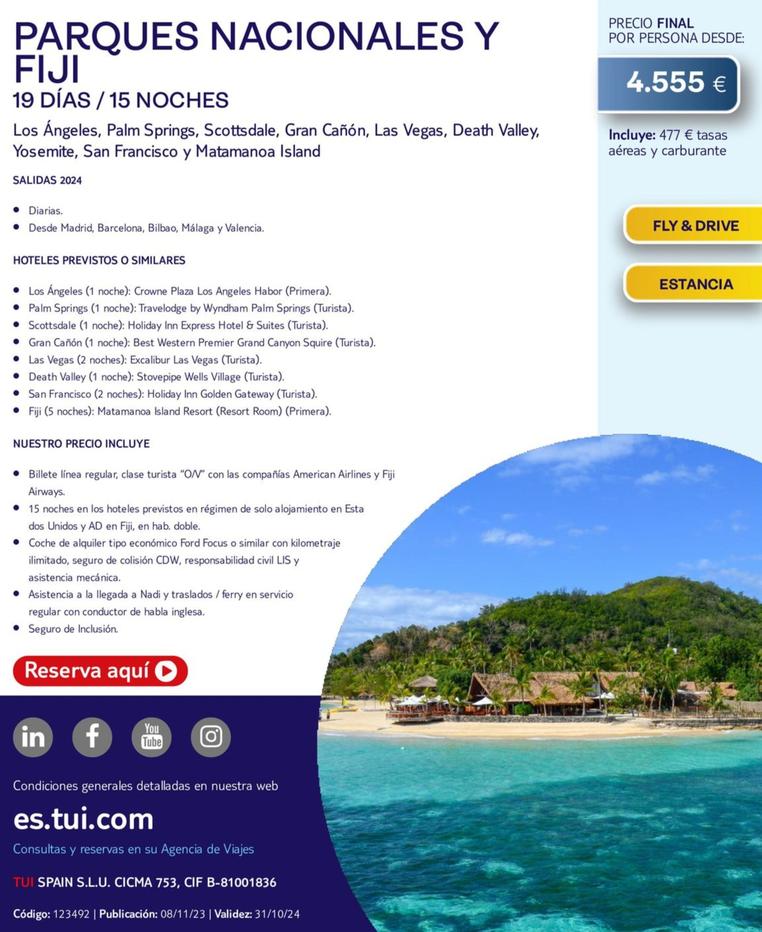 Oferta de Tui - Parques Nacionales Y Fiji en Tui Travel PLC