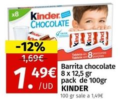 Oferta de Kinder - Barrita Chocolate por 1,49€ en Maskom Supermercados