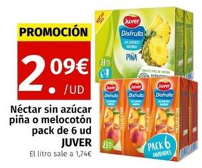 Oferta de Juver - Néctar Sin Azúcar Piña O Melocotón por 2,09€ en Maskom Supermercados