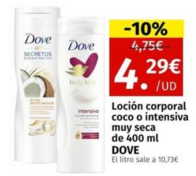 Oferta de Dove - Loción Corporal Coco por 4,29€ en Maskom Supermercados