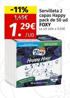 Oferta de Foxy - Servilleta 2 Capas Happy por 1,29€ en Maskom Supermercados