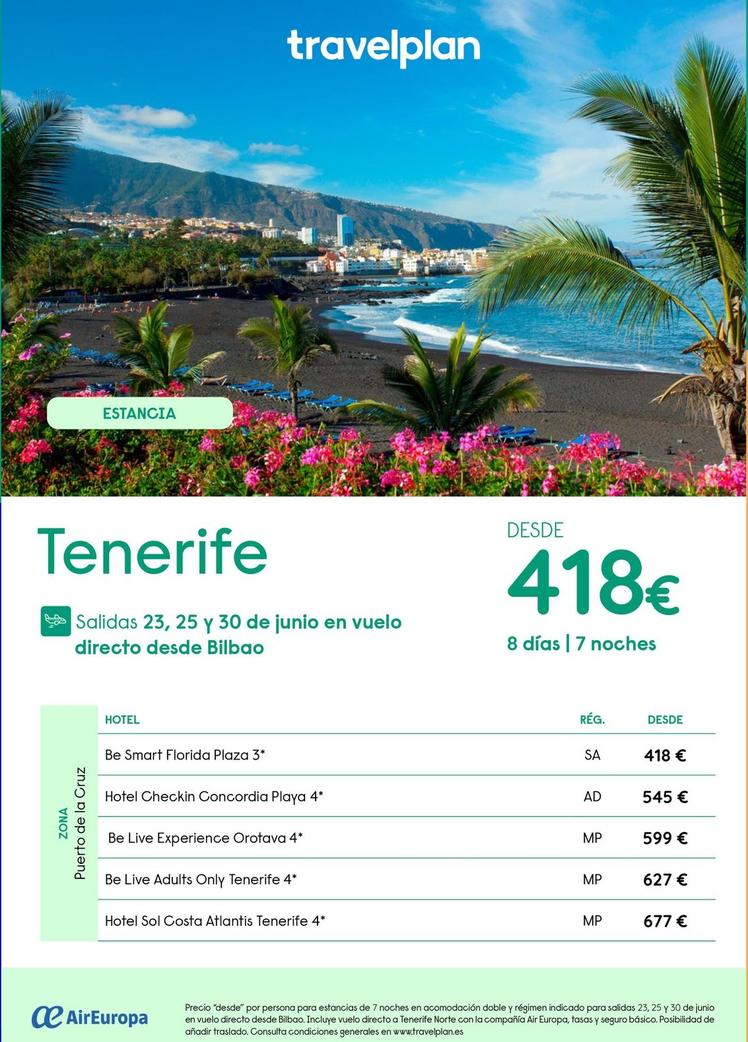 Oferta de Viajes a Tenerife por 418€ en Travelplan