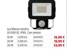 Oferta de Luz Blanca Neutra (4.000 K). IP65. Con Sensor. por 14,99€ en BAUHAUS