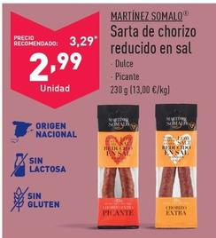 Oferta de Martínez Somalo - Sarta De Chorizo Reducido En Sal por 2,99€ en ALDI