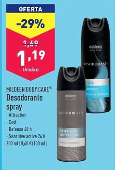 Oferta de Mildeen - Body Care Desodorante Spray por 1,19€ en ALDI