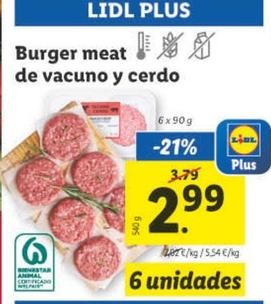 Oferta de Burger Meat De Vacuno Y Cerdo por 2,99€ en Lidl