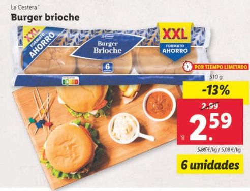 Oferta de La Cestera - Burger Brioche por 2,59€ en Lidl