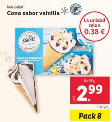 Oferta de Bon Gelati - Cono Sabor Vainilla por 2,99€ en Lidl