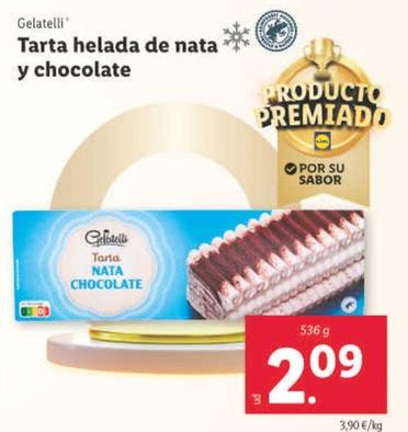 Oferta de Gelatelli - Tarta Helada De Nata Y Chocolate por 2,09€ en Lidl