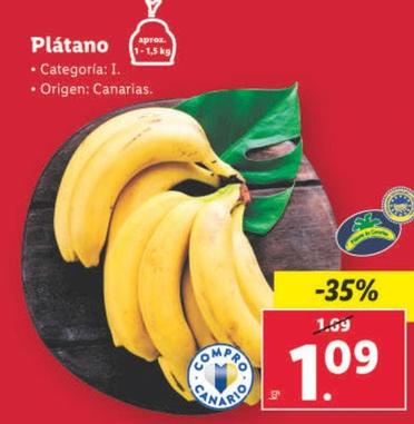 Oferta de Plátano por 1,09€ en Lidl