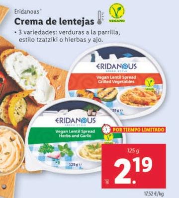 Oferta de Eridanous - Crema De Lentejas por 2,19€ en Lidl