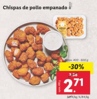 Oferta de Chispas De Pollo Empanado por 2,71€ en Lidl