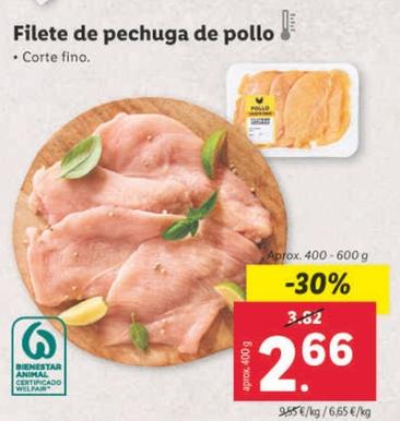 Oferta de Filete De Pechuga De Pollo por 2,66€ en Lidl