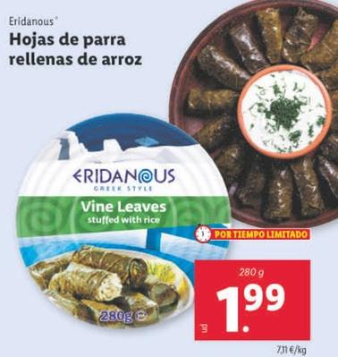 Oferta de Eridanous - Hojas De Parra Rellenas De Arroz por 1,99€ en Lidl