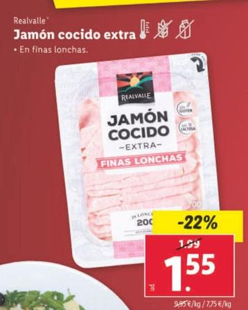Oferta de Realvalle - Jamon Cocido Extra por 1,55€ en Lidl
