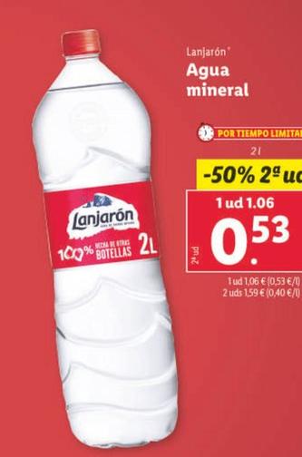 Oferta de Lanjarón - Agua Mineral por 0,53€ en Lidl