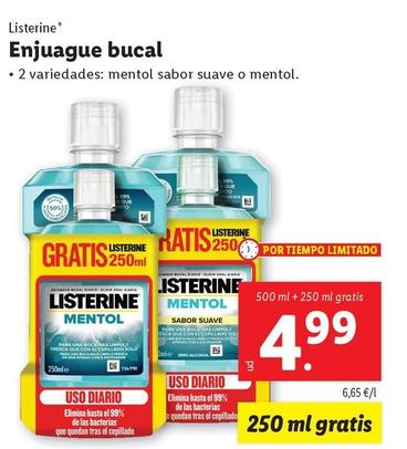 Oferta de Listerine - Enjuague Bucal por 4,99€ en Lidl