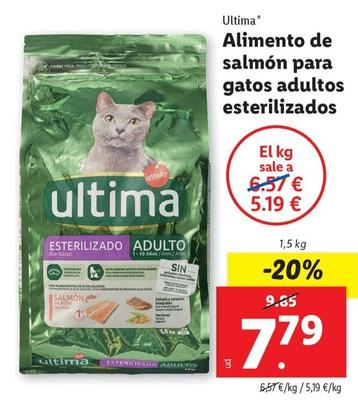 Oferta de Última - Alimento De Salmón Para Gatos Adultos Esterilizados por 7,79€ en Lidl