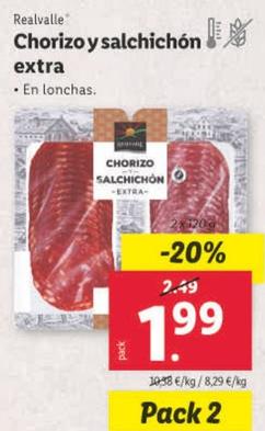 Oferta de Realvalle - Chorizo Y Salchichon Extra por 1,99€ en Lidl