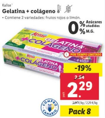 Oferta de Kalise - Gelatina + Colageno por 2,29€ en Lidl