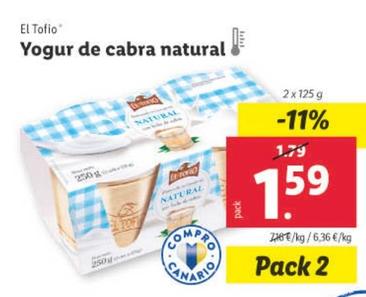 Oferta de El Tofio - Yogur De Cabra Natural por 1,59€ en Lidl