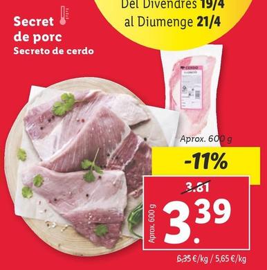 Oferta de Secreto De Cerdo por 3,39€ en Lidl
