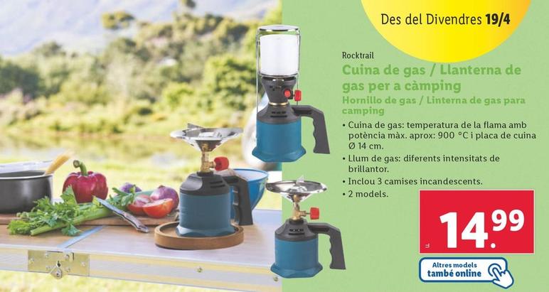 Oferta de Rocktrail - Hornillo De Gas / Linterna De Gas Para Camping por 15,99€ en Lidl