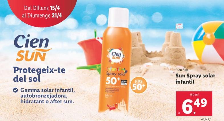 Oferta de Cien - Sun Spray Solar Infantil por 6,49€ en Lidl