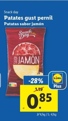 Oferta de Snack Day - Patatas Sabor Jamón por 0,85€ en Lidl