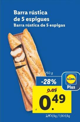 Oferta de Barra Rústica De 5 Espigas por 0,49€ en Lidl