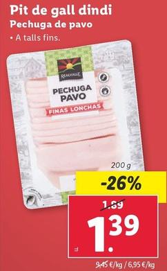 Oferta de Pechuga De Pavo por 1,39€ en Lidl