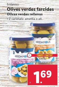 Oferta de Eridanous - Olivas Verdes Rellenas por 1,69€ en Lidl