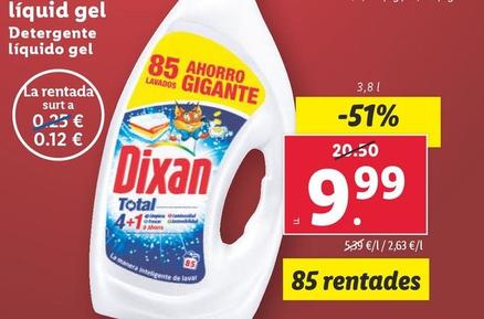 Oferta de Dixan - Detergente Liquido Gel por 9,99€ en Lidl