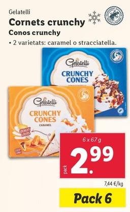 Oferta de Gelatelli - Conos Crunchy por 2,99€ en Lidl
