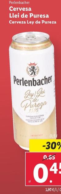 Oferta de Perlenbacher - Cerveza Ley De Pureza por 0,45€ en Lidl