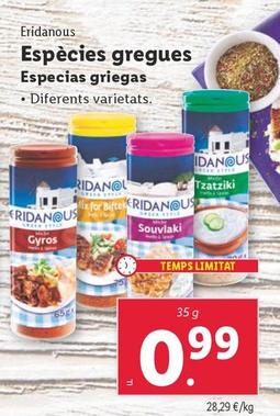 Oferta de Eridanous - Especias Griegas por 0,99€ en Lidl