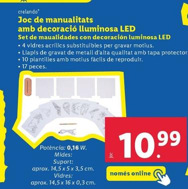 Oferta de Crelando - Set De Maualidades Con Decoracion Luminosa Led por 10,99€ en Lidl