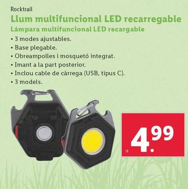 Oferta de Rocktrail - Lámpara Multifuncional Led Recargable por 5,49€ en Lidl
