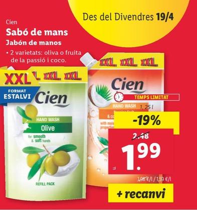 Oferta de Cien - Jabon De Manos por 1,99€ en Lidl