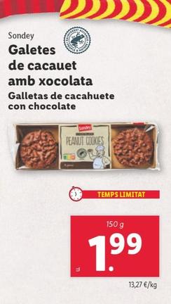 Oferta de Sondey - Galletas De Cacahuete Con Chocolate por 1,99€ en Lidl