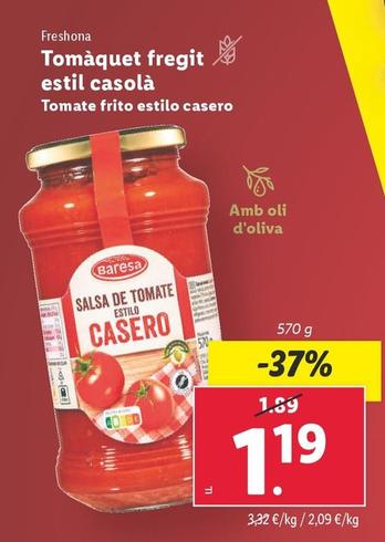 Oferta de Freshona - Tomate Frito Estilo Casero por 1,19€ en Lidl