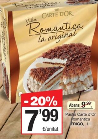 Oferta de Frigo - Pastis Carte D'or Romantica por 7,99€ en SPAR Fragadis