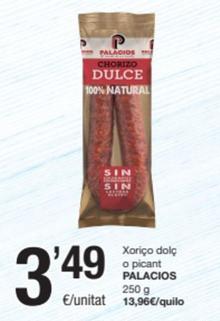 Oferta de Chorizo por 3,49€ en SPAR Fragadis